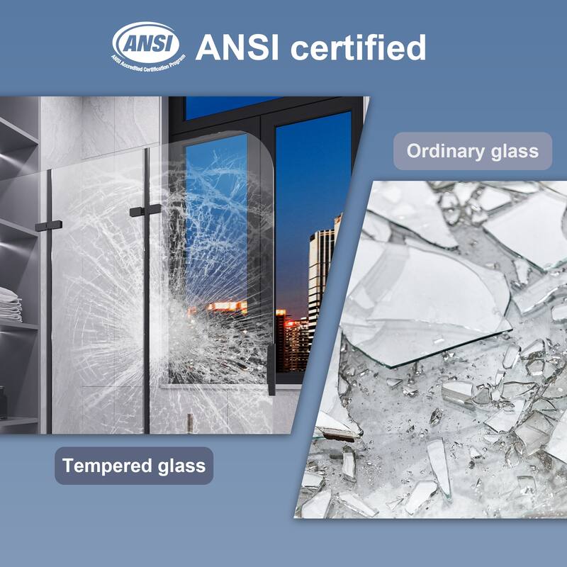 QuivaraView Tri-Foldable Tub Door Bathtub Screen with Tempered Glass in size 51" W x 59"H - 51*59