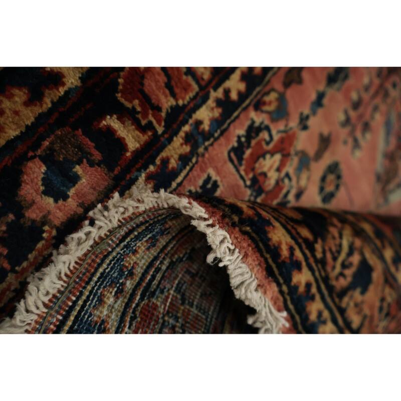 Hand Knotted Oriental 100% Wool Carpet Traditional Floral Oranges & Rust Sarouk Area Rug - 4' 0'' X 2' 0''