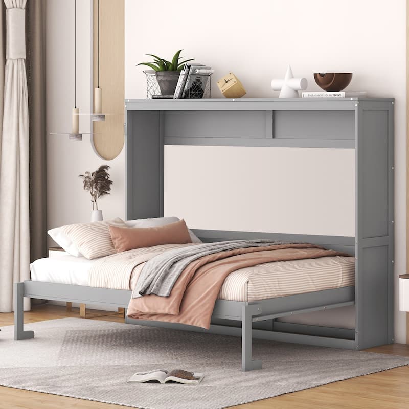 Merax Murphy Bed Wall Bed - Grey - Full