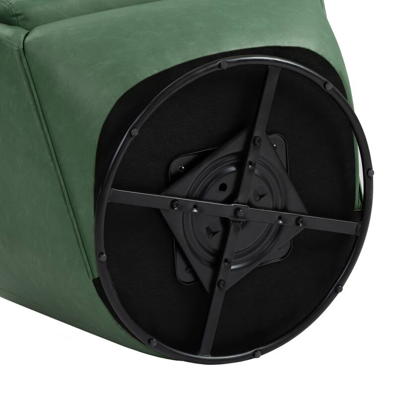 Vegan Leather Upholstered Swivel Barrel Accent Chair