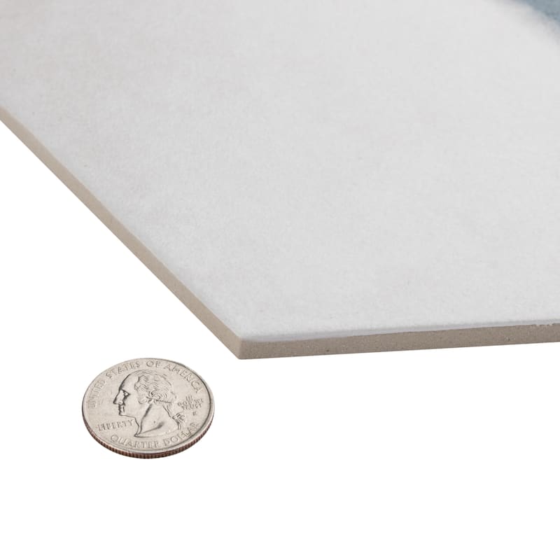 Merola Tile Matter Hex Canvas Bone Blue 7-7/8" x 9" Porcelain Floor and Wall Tile - Case (10 Tiles)