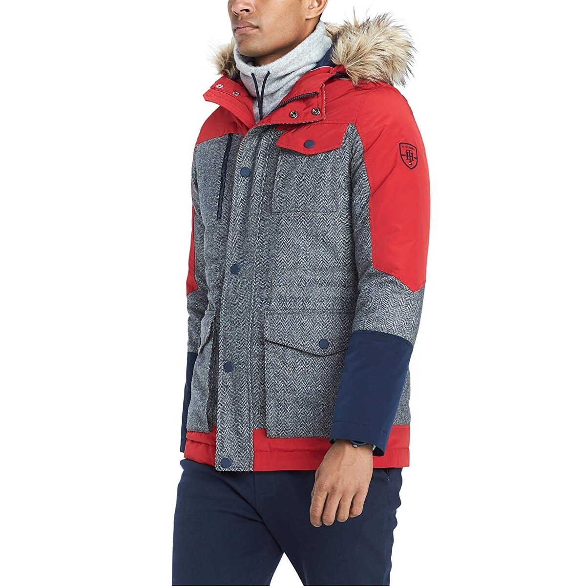 tommy hilfiger colorblock parka