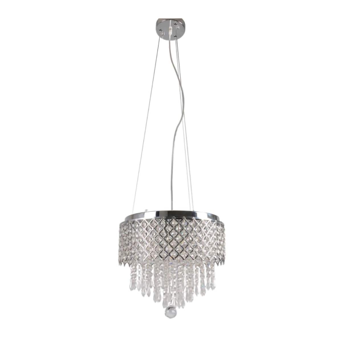 5-Light Chrome Metal Chandelier With Clear Crystals