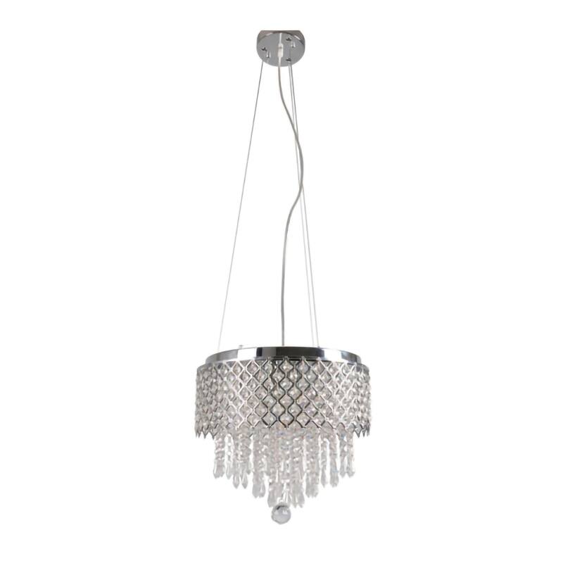 5-Light Chrome Metal Chandelier With Clear Crystals