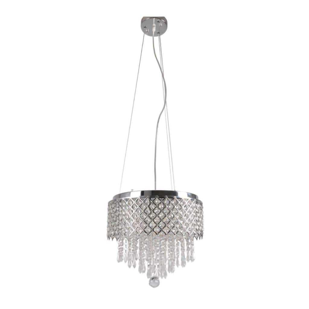 5-Light Chrome Metal Chandelier With Clear Crystals