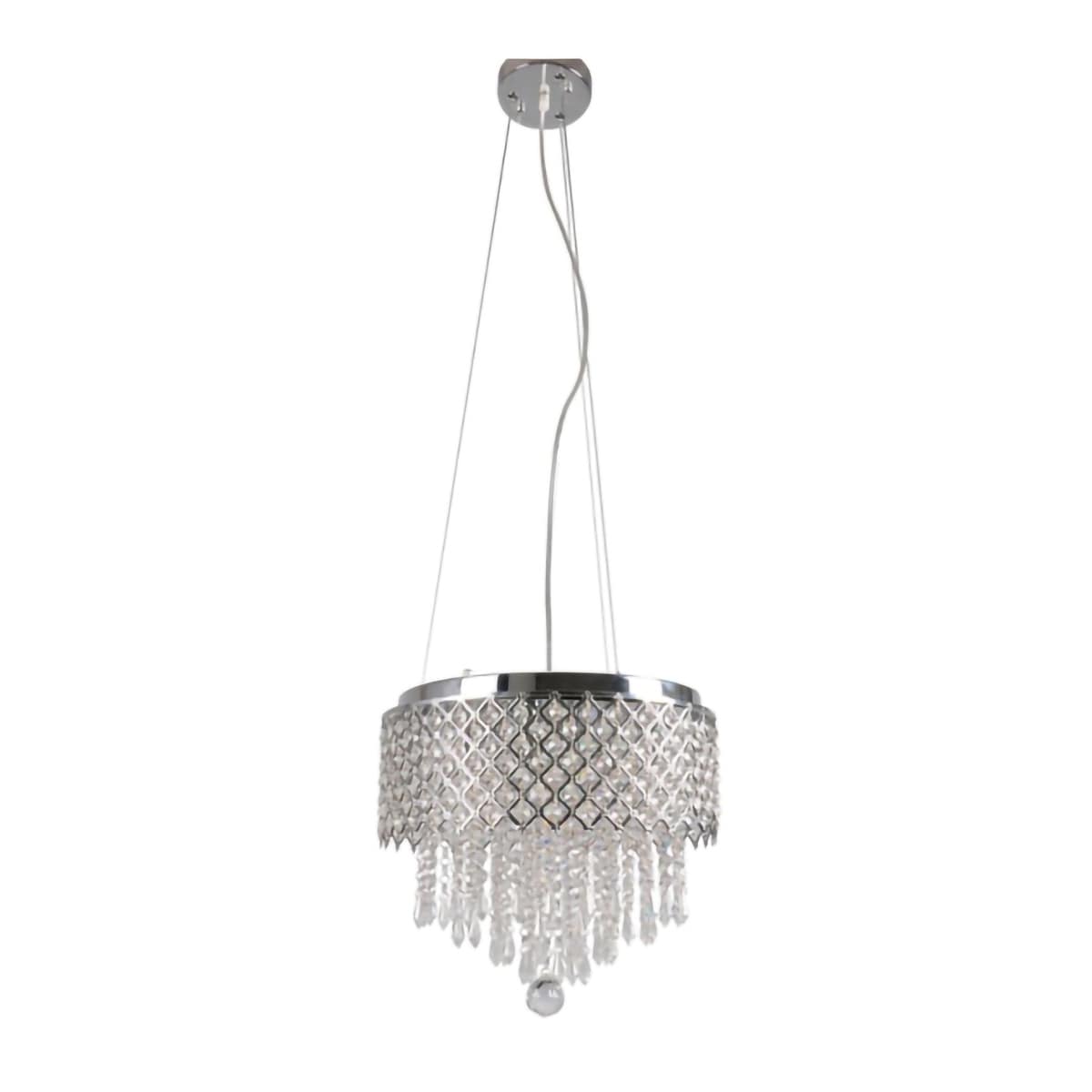 Transitional 5-Light Chrome Metal Chandelier With Clear Crystals