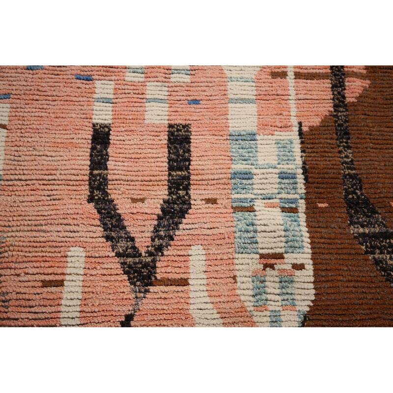 Earth Tone Moroccan Large Modern Area Rug Hand-Knotted Wool Carpet - 11'11" x 15'2"