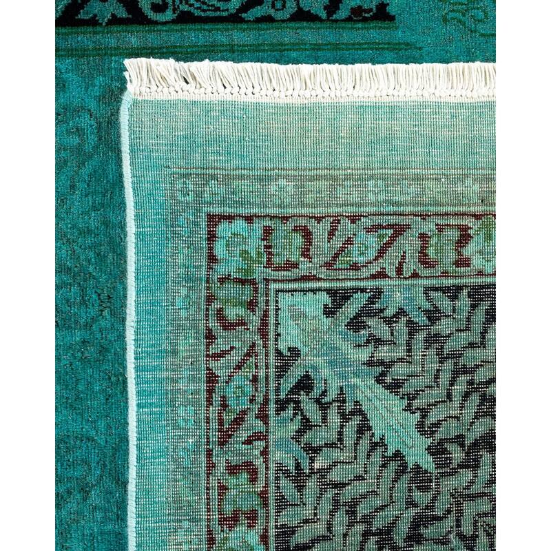 Overton Hand Knotted Wool Vintage Inspired Modern Contemporary Overdyed Blue Area Rug - 10' 3" x 14' 0"