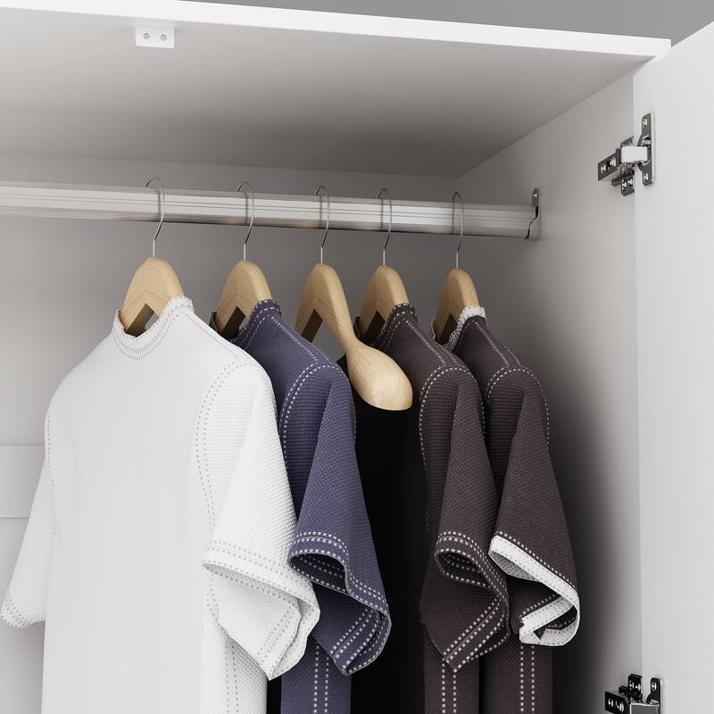 White Large Modular Modern High Gloss Wardrobe Armoire Mirrored Doors