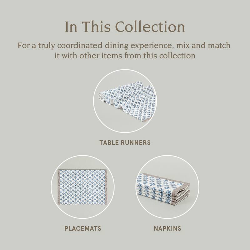 over&back Hand-Blocked 100% Cotton Placemats - Machine Washable - Set of 4