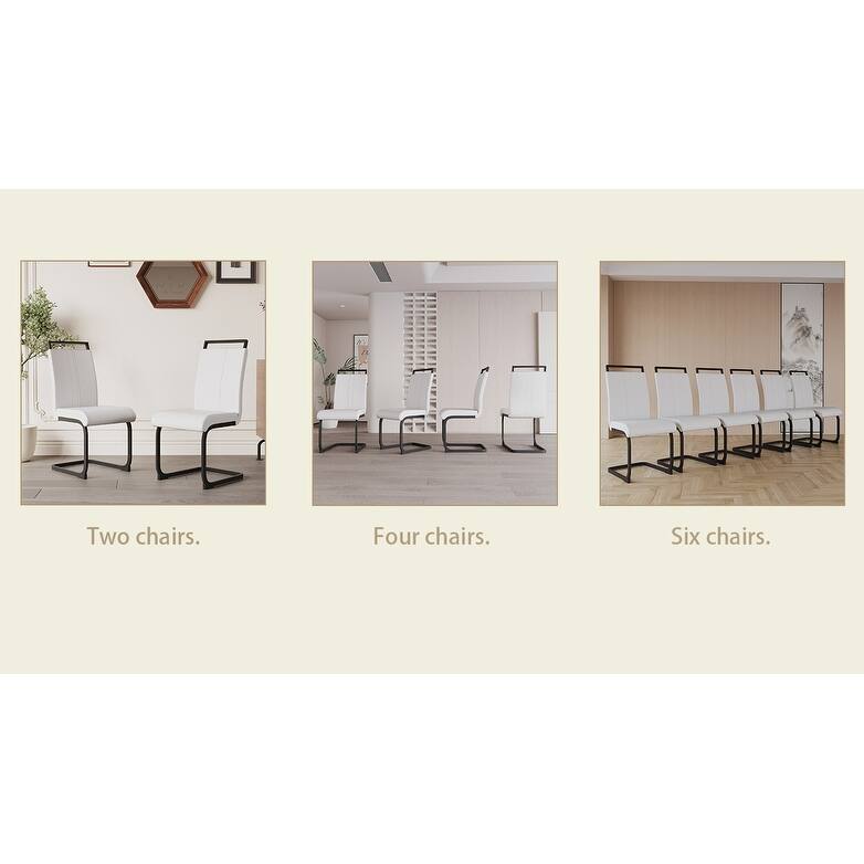 Dining Chairs,PU Faux Leather High Back Upholstered Side Chair with Black Metal Leg