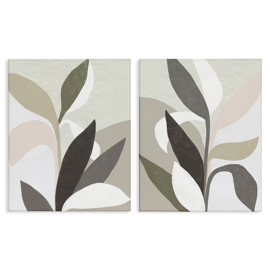 Stupell Neutral Leaf Shapes Canvas Wall Art Design By June Erica Vess (Set of 2)