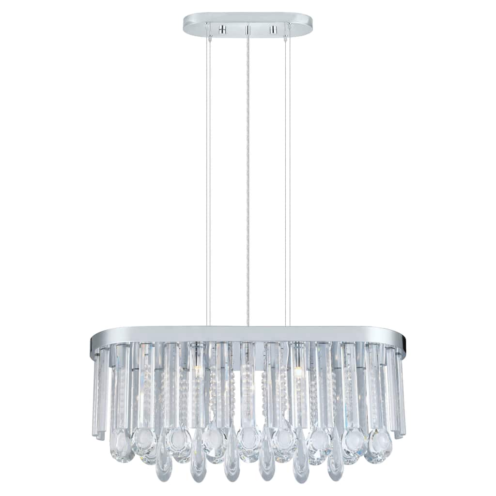 Eglo Calaonda 7-Light Chrome Oval Pendant with Clear Crystals