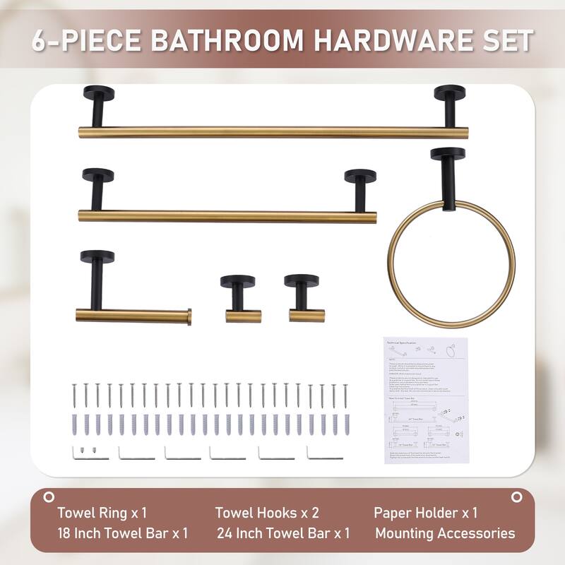 WOWOW 6-Piece Bath Hardware Set with Mounting Hardware