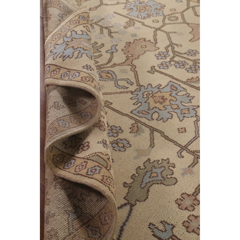 All-Over Oushak Oriental Area Rug Handmade Wool Carpet - 9'1" x 11'6"