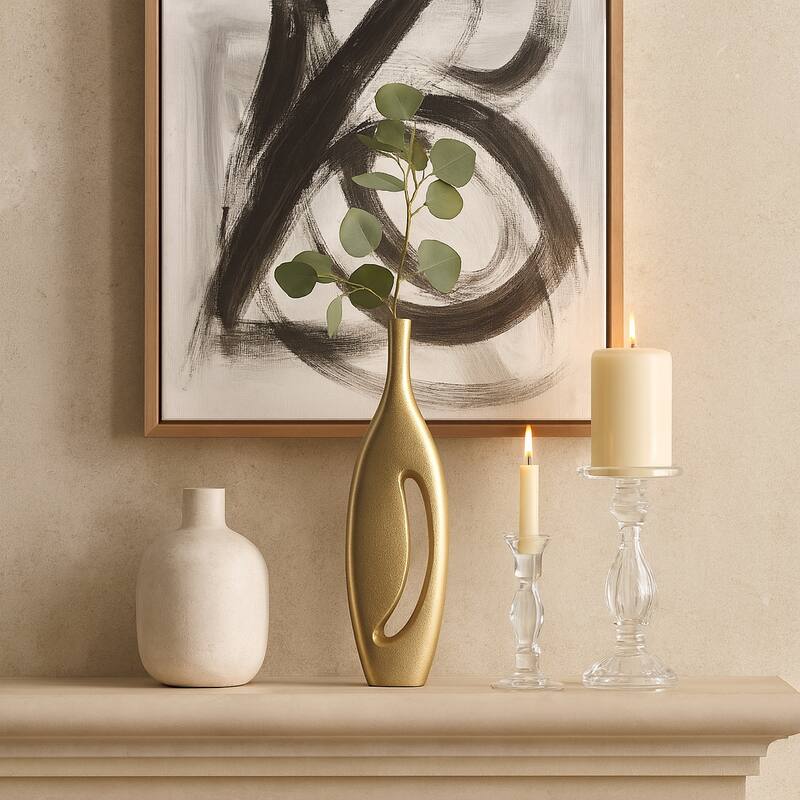 Artistic Cut-Out Vase - Champagne - Gold/ Metallic - 23.0"