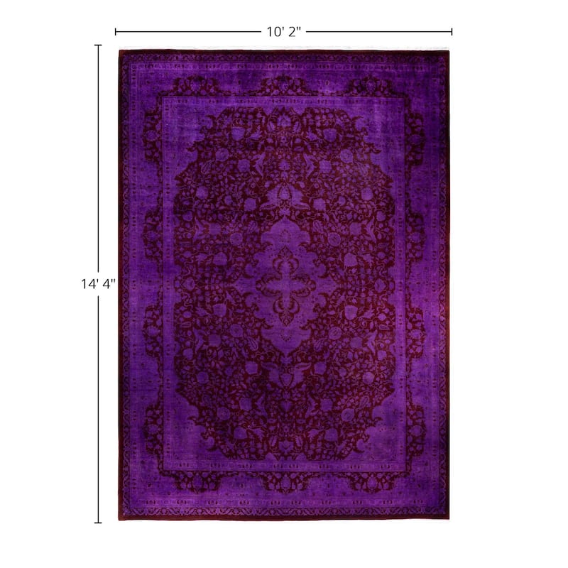 Overdyed One-of-a-Kind Hand-Knotted Area Rug - Purple - 10' 2" x 14' 4"