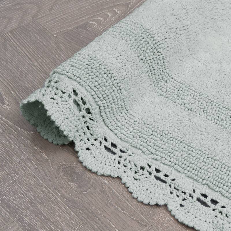 Laura Ashley Reversible Cotton Crochet Bath Rug