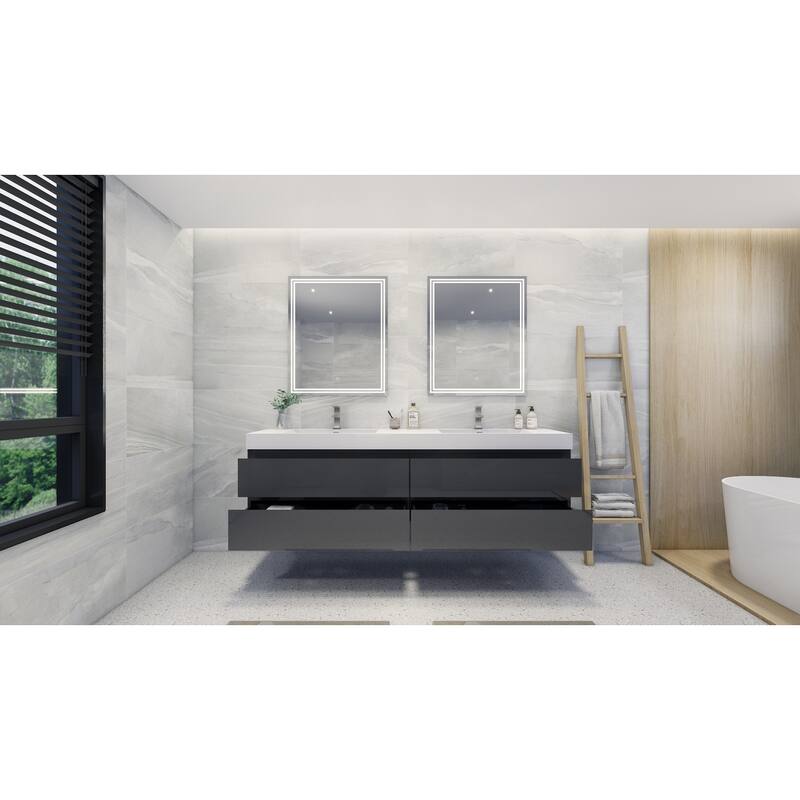 Baillie 84'' Wall-Mounted Vanity with Double Reinforced Acrylic Sink