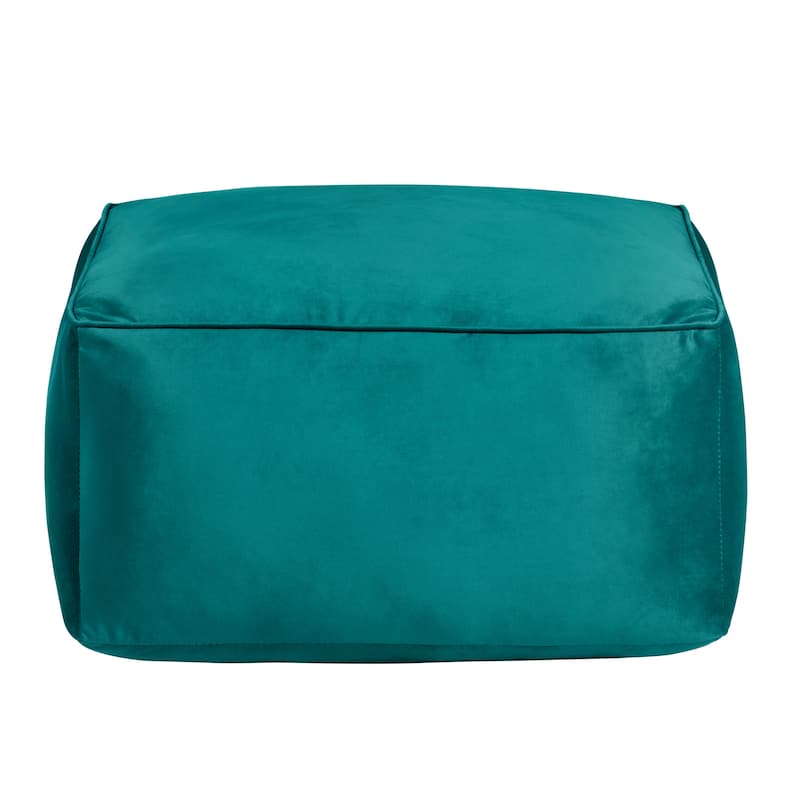 Cerra Jade Green Velvet Square Ottoman 23.5" x 23.5" x 11.75"
