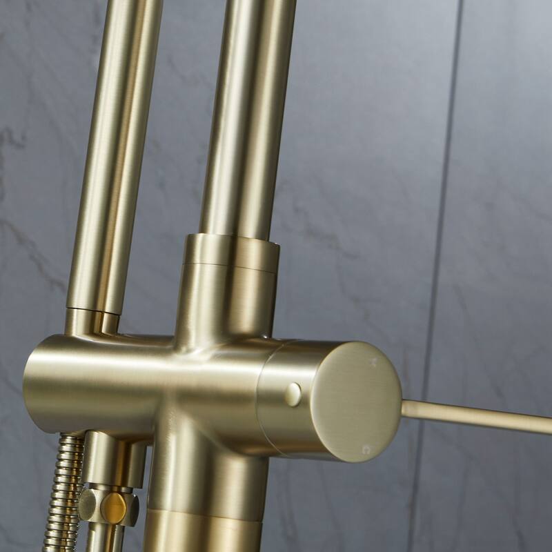 Round Vertical Five-Piece Bathroom Faucet Set,Brushed Gold