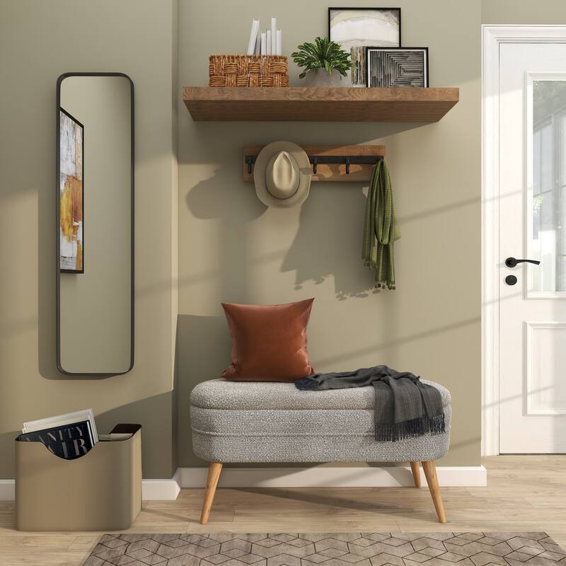 Iron Contemporary Wall Mirror - 12 x 2 x 48