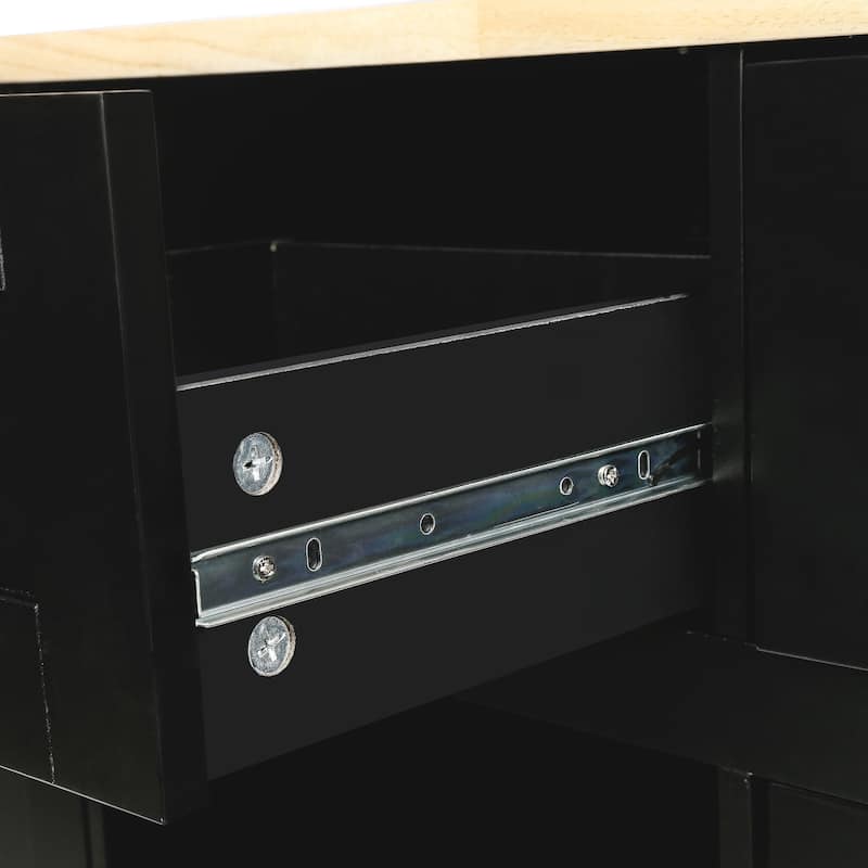 Kitchen Cart With Rubber Wood Drop-Leaf Countertop