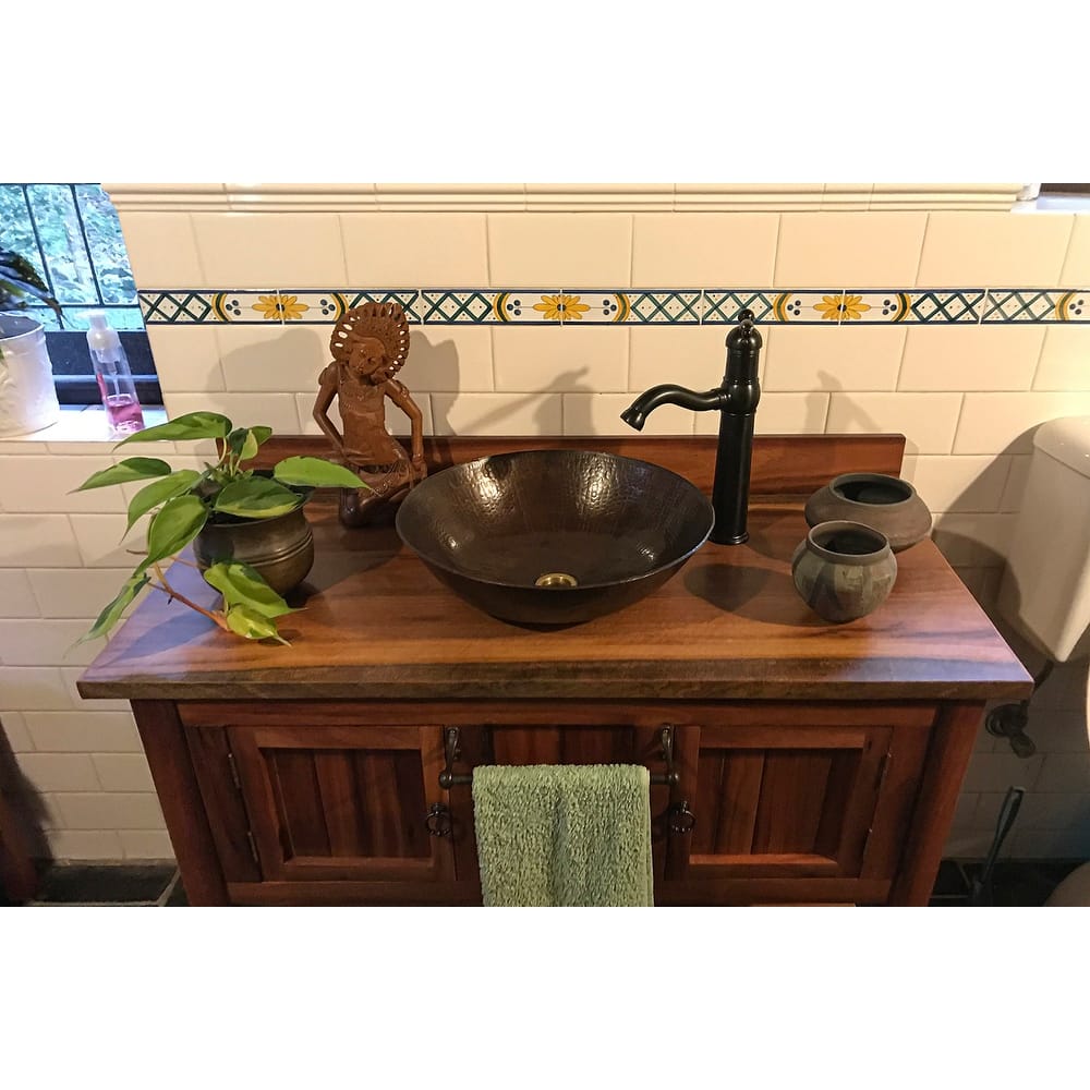 15-in Medium Round Vessel Hammered Copper Sink (VR15BDB)
