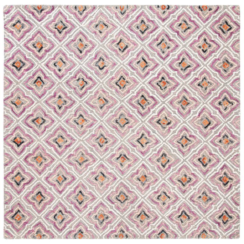 SAFAVIEH Handmade Trace Alycia Floral Wool Rug - 6' Square - Plum/Grey