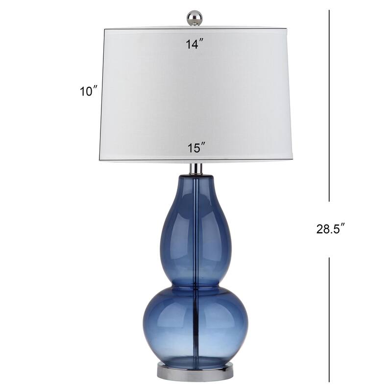 SAFAVIEH Lighting Mercurio Blue Double Gourd 29-inch Table Lamp (Set of 2) - 15" x 15" x 28.5"
