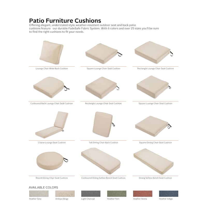 Classic Accessories Montlake FadeSafe Water-Repellent Outdoor Bench Cushion, 41"W x 18"D x 3"T