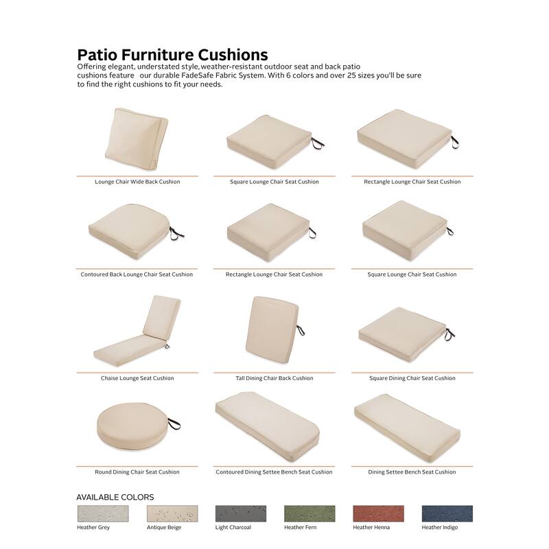 Classic Accessories Montlake FadeSafe Water-Repellent Outdoor Bench Cushion, 42"W x 18"D x 3"T