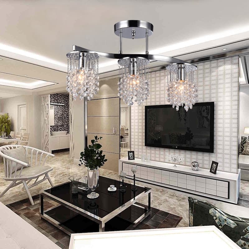 Silver Orchid Hessling Chrome 22-inch 3-light Crystal Chandelier