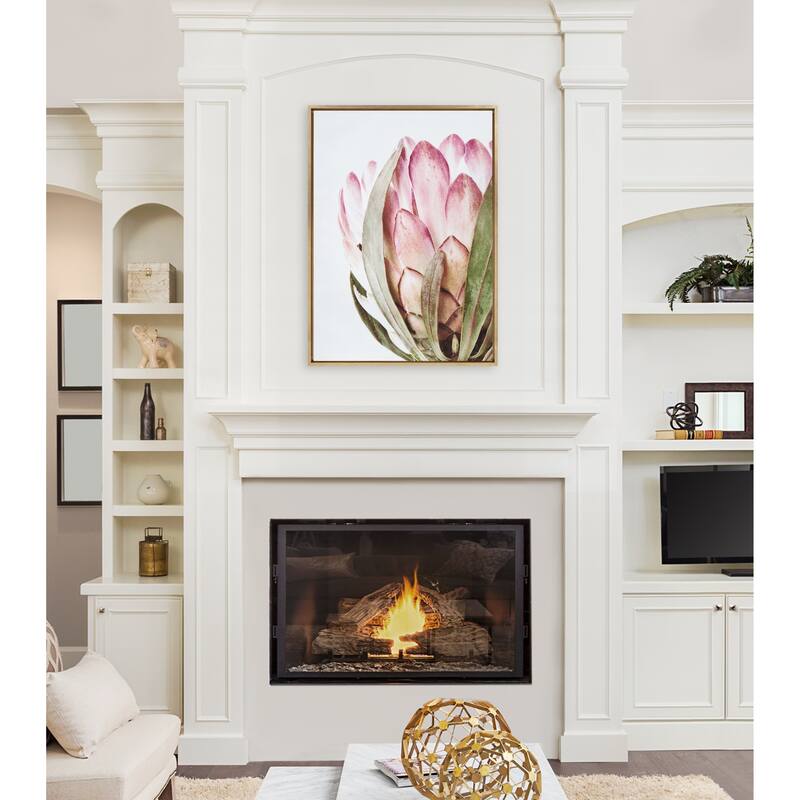 Kate and Laurel Sylvie Pink Protea Flower Framed Canvas Wall Art