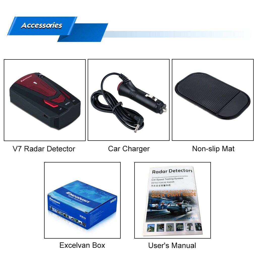 Excelvan 360 Degree Car Full 16 Band V7 Red Speed Safety Radar Detector Scanning Advanced Voice Excelvan 360 Degree Car Full 16 Band V7 Red Speed Safety Radar Detector Scanning Advanced Voice