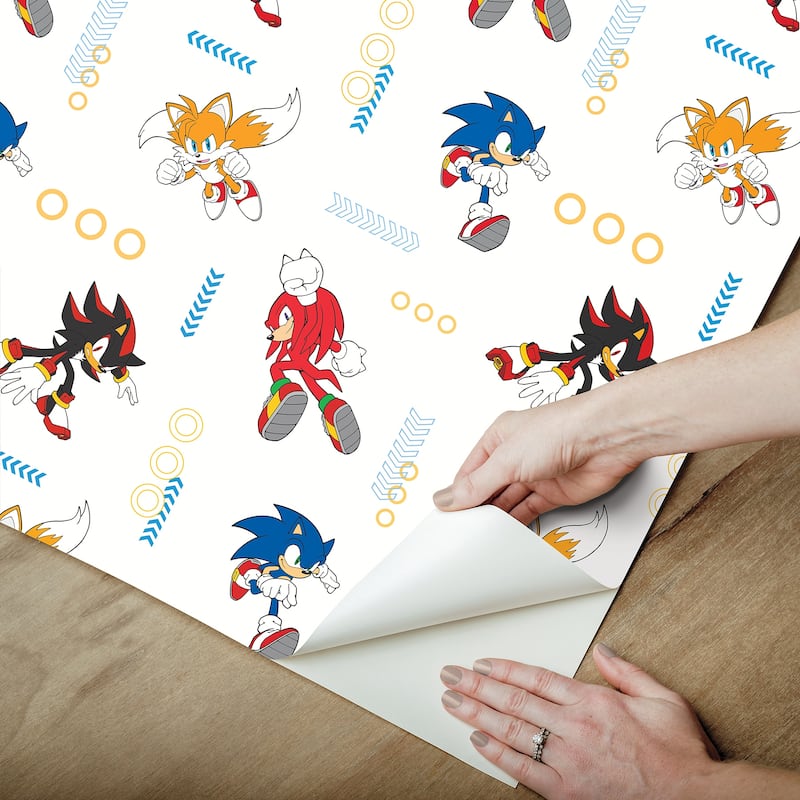 RoomMates Sonic The Hedgehog Let's Roll Peel and Stick Wallpaper