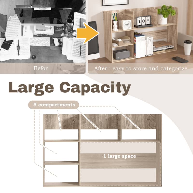 Multi-Unit Desk Organizer Storage Rack Book Shelf for Office Home and Bathroom