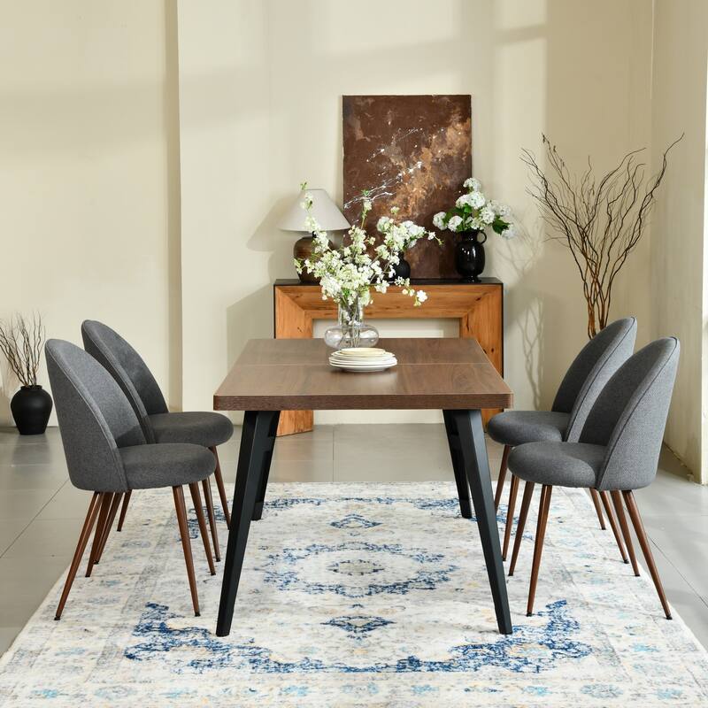 Homy Casa 5-Piece Modern Dining Set with Rectangular Table and 4 Upholstered Chairs