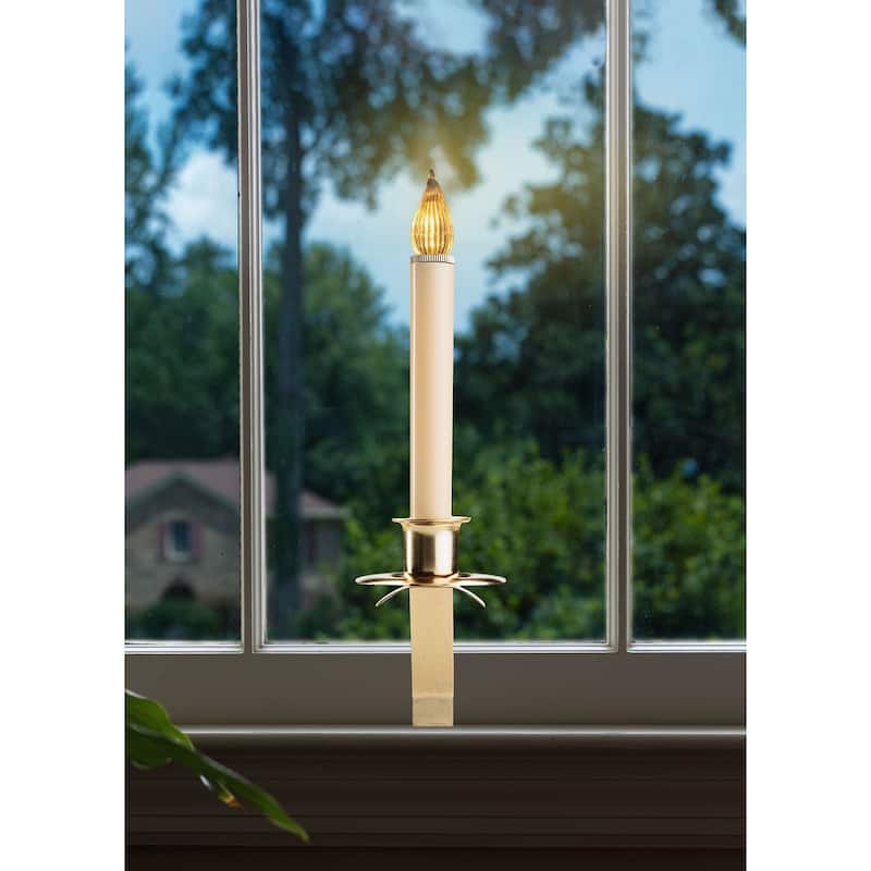 3 Battery Operated LED Gold Cambridge Slant Christmas Candle Lamps 12"
