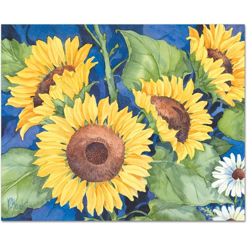 CounterArt Sunflowers 3mm Heat Tolerant Tempered Glass Cutting Board 15" x 12" Made in the USA Dishwasher Safe - Multi