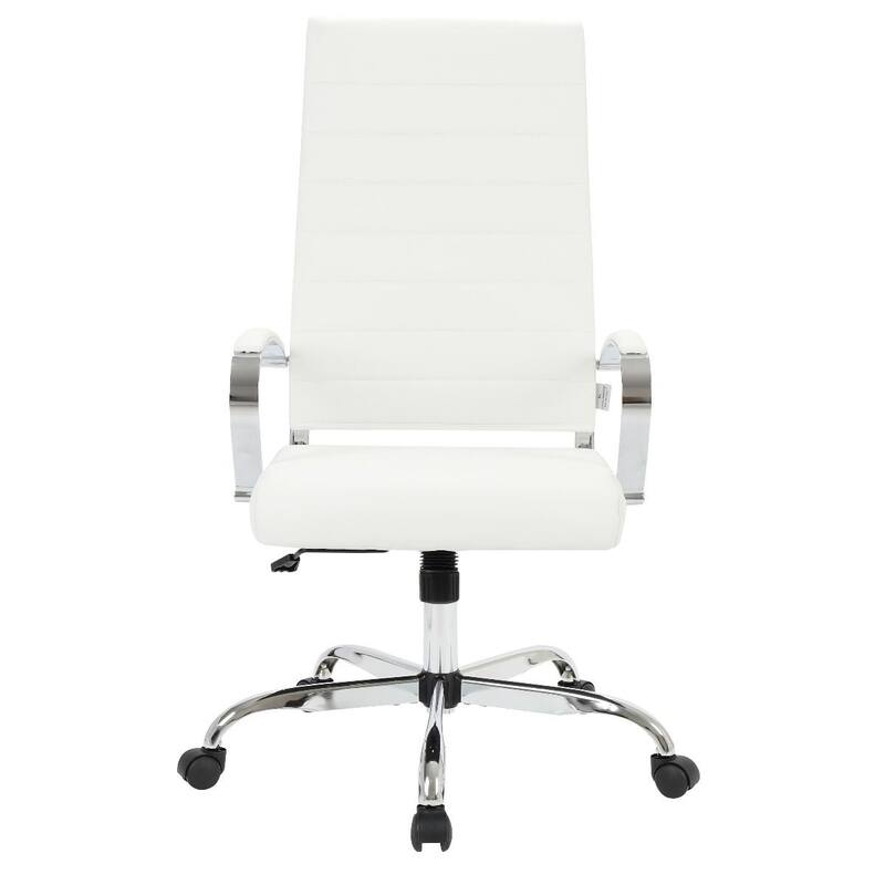 Benmar Leather Executive Office Chair with Chrome Frame, Adjustable Height, Tilt Lock, 360° Swivel, and Smooth Rolling Casters