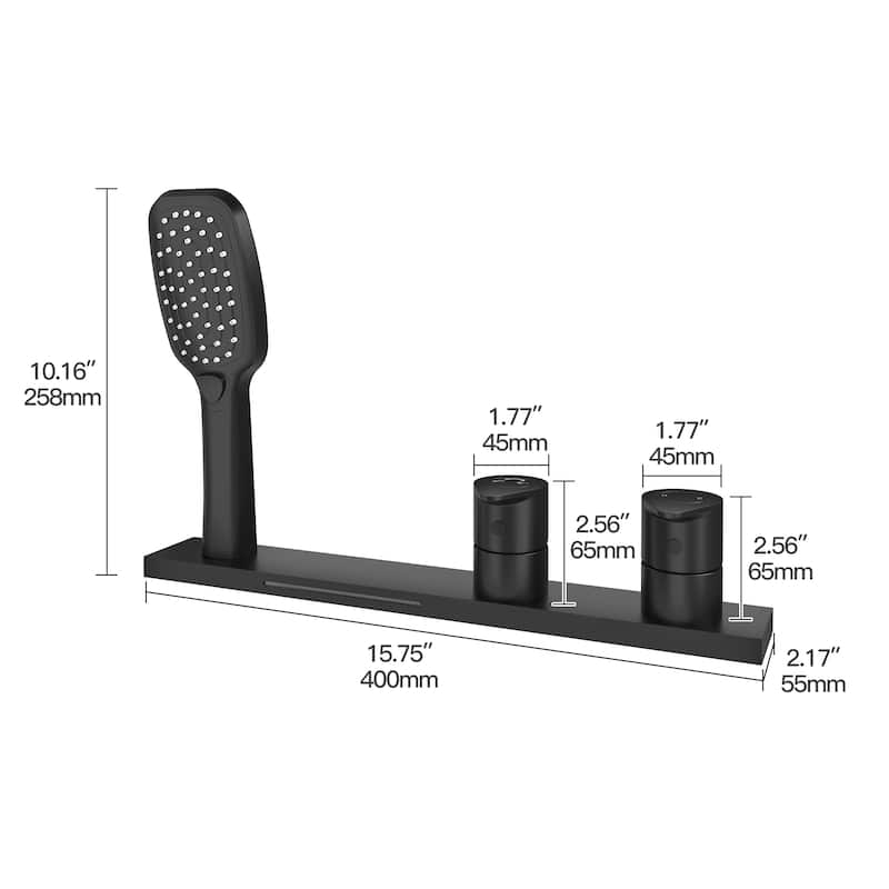 Bathtub Faucet Pressure Balanced 2-Handle Deck-Mount Waterfall Roman Tub Faucet with Handheld Shower Valve Included