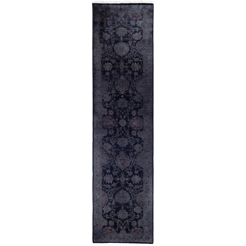 Overdyed One-of-a-Kind Hand-Knotted Area Rug - Navy - 2' 6" x 10' 1"