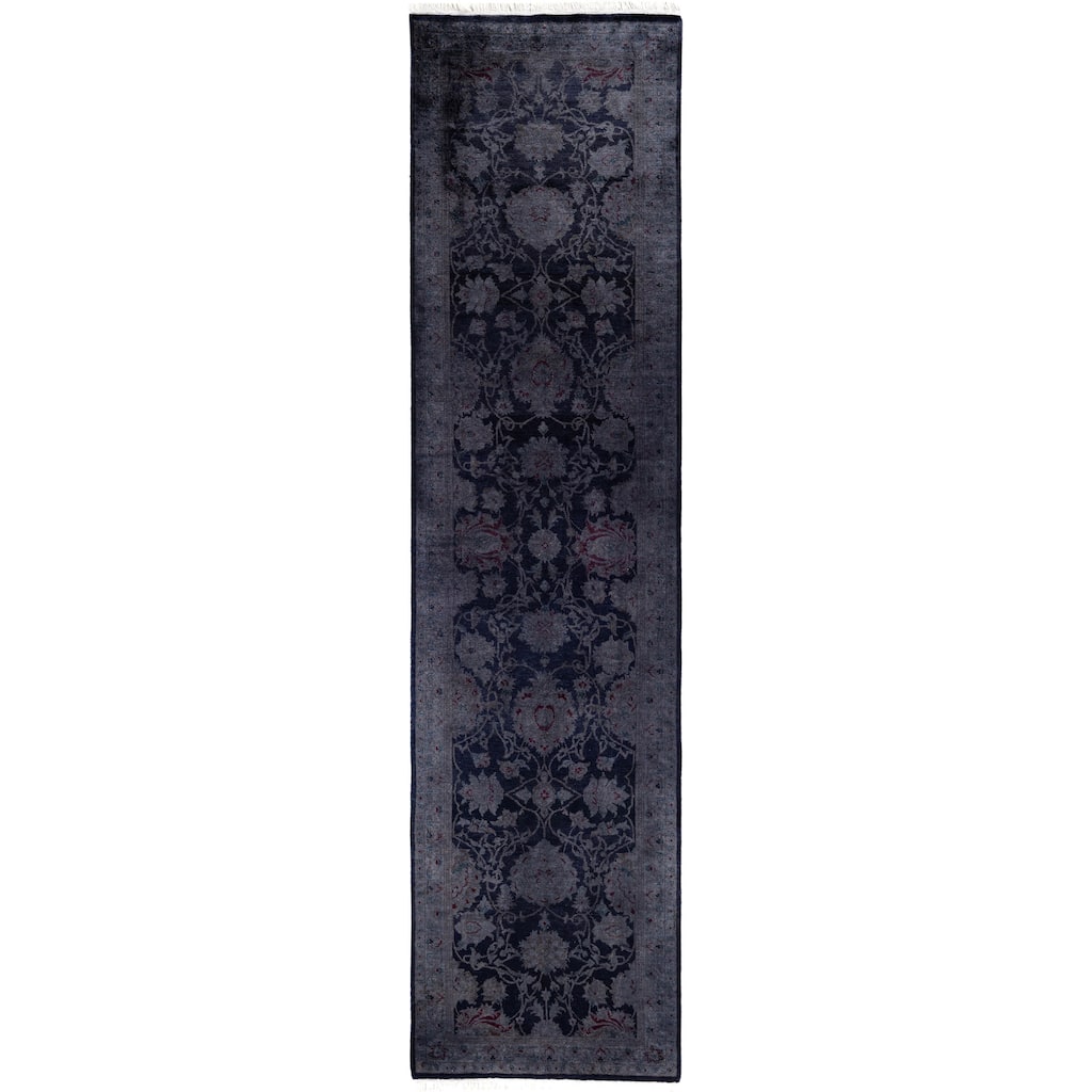 Overdyed One-of-a-Kind Hand-Knotted Area Rug - Navy - 2' 6" x 10' 1"