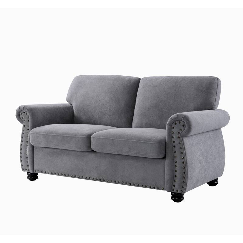 Velvet Loveseat, Upholstered 2 Seater Couch with High-Density Foam, Small Sofa Couch with Solid Wood Legs and Tufted Back