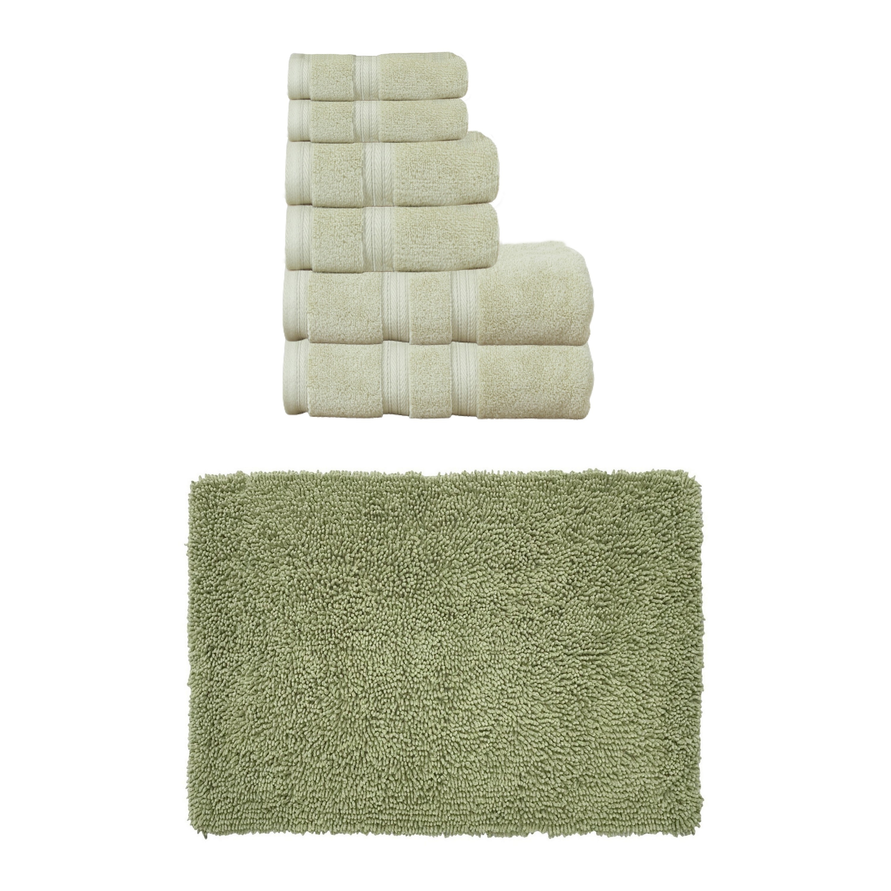 Home Weavers Fantasia Collection 100% Soft Cotton 6 Pc Towel Set & 1 Pc Bath Rug, Machine Washable & Non Slip (Set of 7)