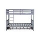 preview thumbnail 12 of 34, Aesthetic Full Over Full Wood Kids Bunk Bed with Trundle,Guardrail