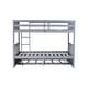 preview thumbnail 12 of 10, Modern Design Rubber Wood Bunk Bed with Trundle, Ladder and Guardrails, Full Over Full, Grey