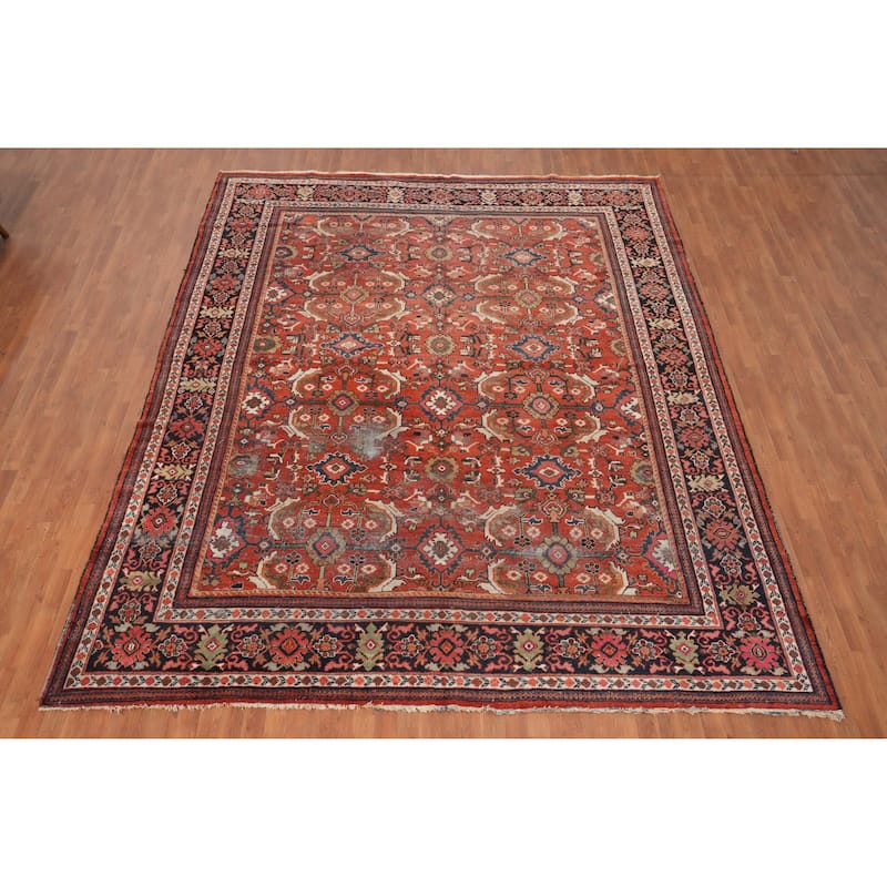 Hand Knotted Oriental 100% Wool Carpet Traditional Floral Oranges & Rust Malayer Area Rug - 12' 6'' X 10' 0''