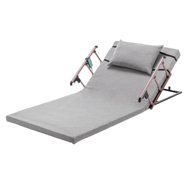 Electric Adjustable Bed Backrest with Remote, 300lbs Capacity, 4-68° Lift, Safety Rails for Elderly & Patients - Grey